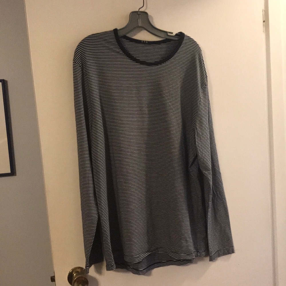 ETS men’s black/white striped long sleeve tee